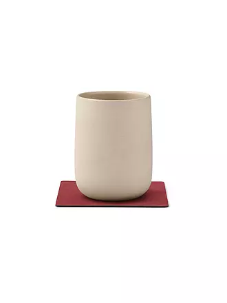 LIND DNA | Leder-Untersetzer eckig Nupo 10x10cm Antracite | rot