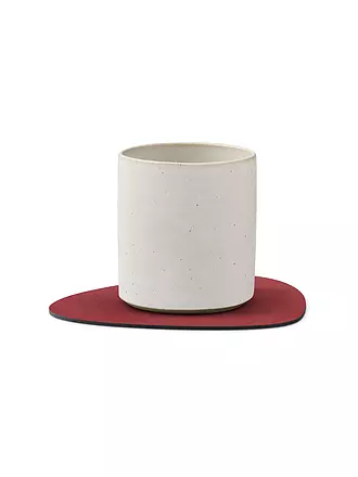 LIND DNA | Leder-Untersetzer oval 11x13cm Pastel Green | rot
