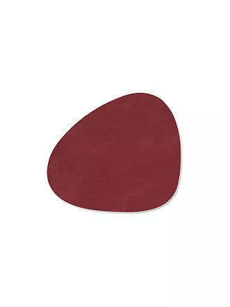 LIND DNA | Leder-Untersetzer oval Nupo 11x13cm Anthracite | rot