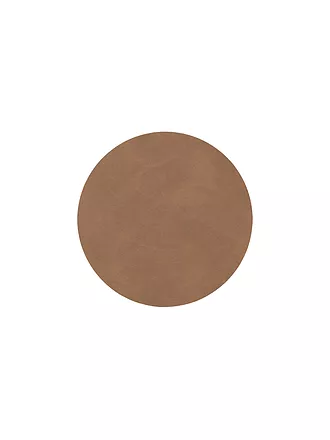 LIND DNA | Leder-Untersetzer rund Nupo 10cm Brown | rot