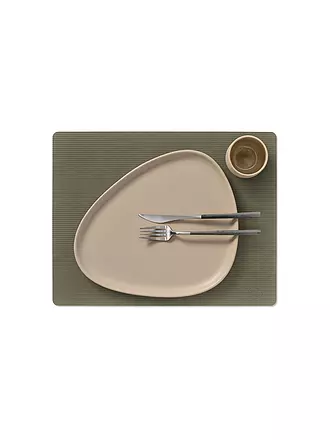 LIND DNA | Tischset 35x45cm CORDUROY ECKIG Light Grey | dunkelgrün