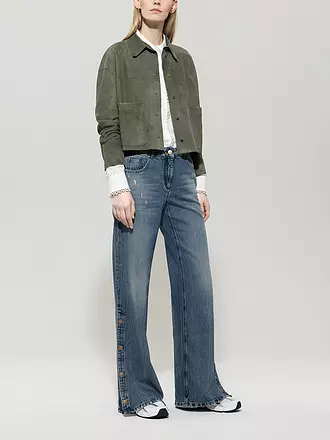 LUISA CERANO | Lederjacke | petrol