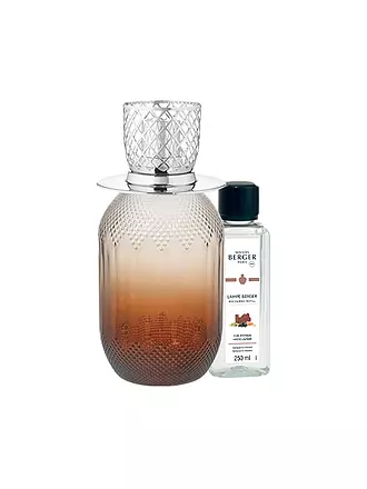 MAISON BERGER PARIS | Lampe Berger Set EVANESCENCE GRISE +250ml Mystic Leather | hellbraun