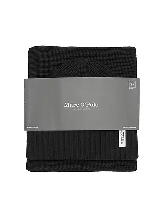 MARC O'POLO | Set 2-teilig Haube und Schal graphite grey melange | schwarz
