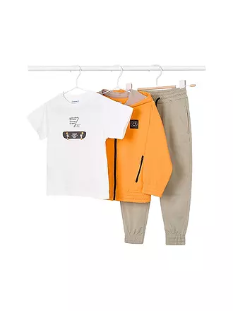 MAYORAL | Jungen Jogger-Set 3-teilig T-Shirt, Sweatjacke und Jogginghose | orange