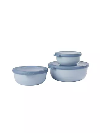 MEPAL | Set Multischüssel Cirqula flach, 3-teilig (350, 750, 1250 ml) - Nordic white | hellblau