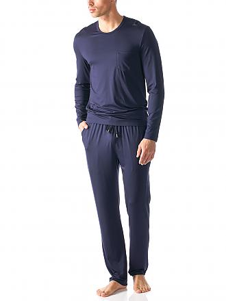 MEY | Pyjama Langarmshirt Yacht Blue | blau