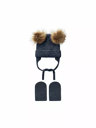 NAME IT | Baby Set Mütze - Haube mit Fäustlingen NBMORA | blau