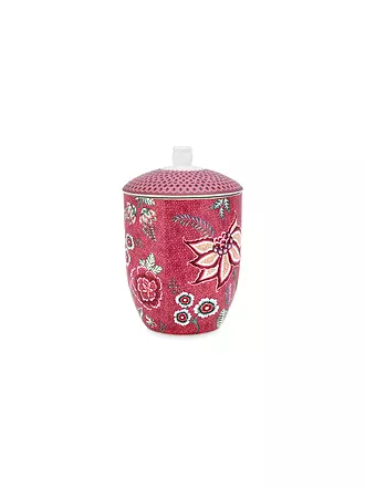 PIP STUDIO | Dose mit Deckel 1500ml Flower Festival Dark Pink | hellblau