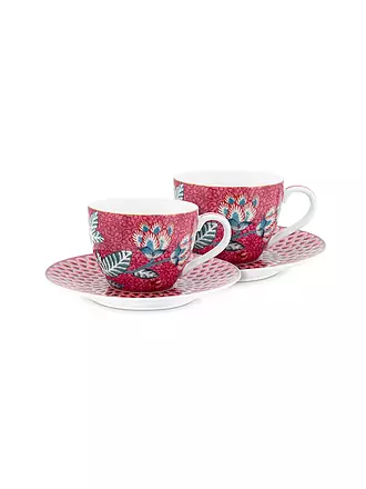 PIP STUDIO | Espressotasse mit Untertasse 2-er Set Small 120ml FLOWER FESTIVAL Light Blue | beere