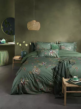PIP STUDIO | Perkal Bettwäsche 70x90cm/140x200cm CECE FIORI Green | dunkelgrün