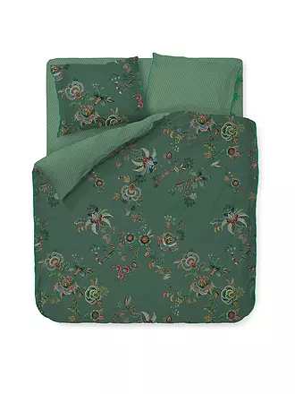 PIP STUDIO | Perkal Bettwäsche CECE FIORE 2x 70x90cm/200x200cm Green | dunkelgrün