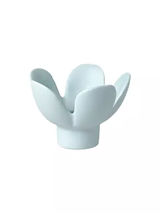 RAEDER | Kerzenhalter BLUME 8x8x5,5cm Gruen | hellblau
