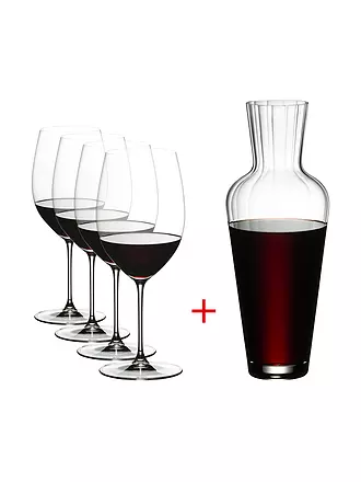 RIEDEL | Rotweinglas 5er Set VERITAS Cabernet/Merlot und Dekanter | transparent