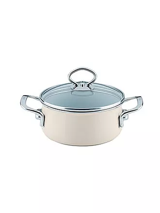 RIESS | Kasserolle mit Glasdeckel NOUVELLE 24cm/4l Avorio | dunkelrot