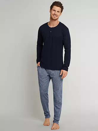 SCHIESSER | Pyjama Langamshirt Dunkelblau | blau