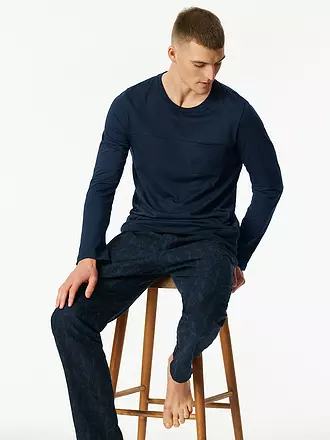 SCHIESSER | Pyjama Langarmshirt | dunkelblau