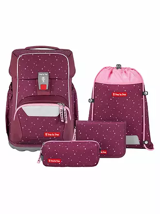 STEP BY STEP | Schultaschen Set 4tlg BASIS Anthrazit Triangles | beere