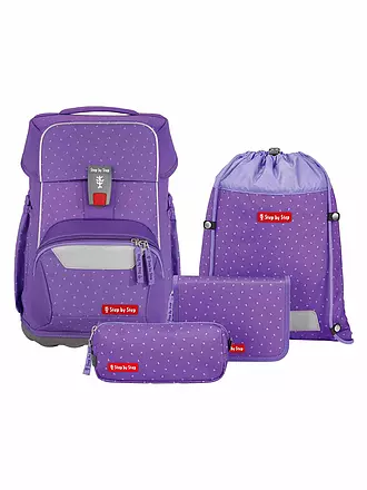 STEP BY STEP | Schultaschen Set 4tlg BASIS Anthrazit Triangles | lila
