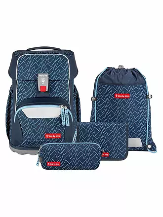 STEP BY STEP | Schultaschen Set 4tlg BASIS Blue Lines | grau