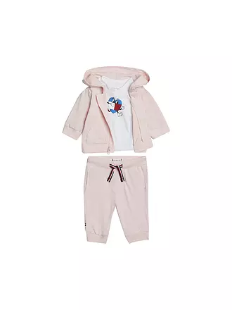 TOMMY HILFIGER | Baby Set 3tlg Sweatjacke, T-Shirt und Hose | rosa