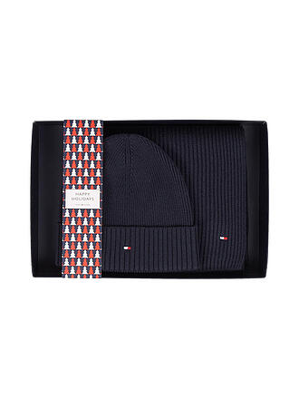 TOMMY HILFIGER | Geschenkset Mütze und Schal | blau