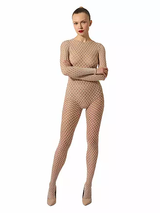 WOLFORD | Modestrumpfhose VELVET NET ILLUSION Black/Black | beige