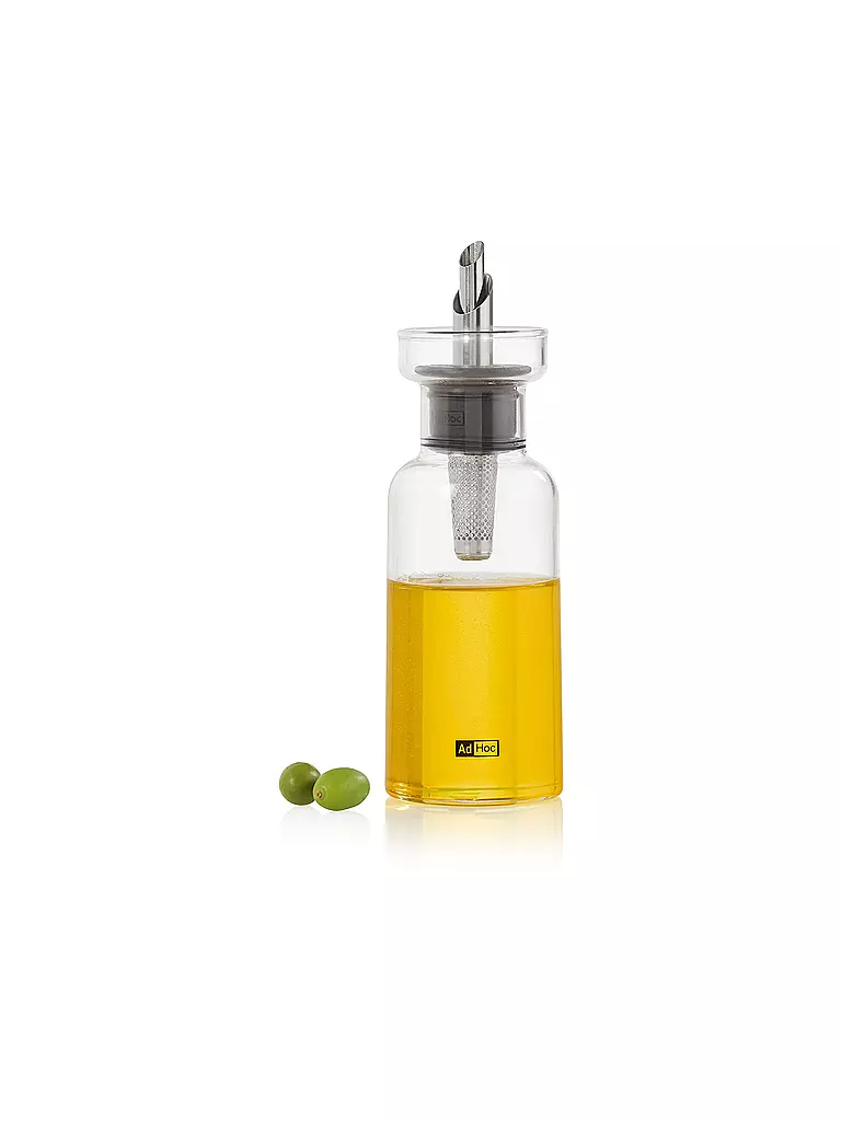 AD HOC | Essig- oder Ölspender AROMA POUR 120ml Glas/Edelstahl | hellgrau