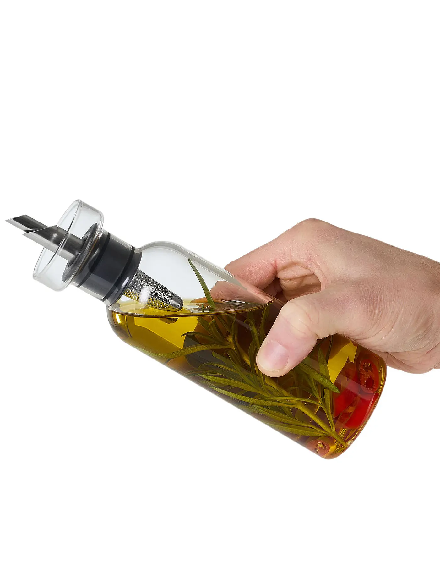 AD HOC | Essig- oder Ölspender AROMA POUR 300ml Glas / Edelstahl | transparent