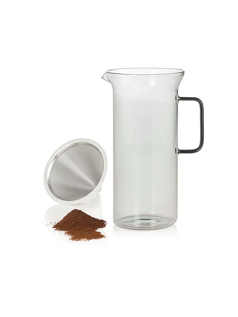 AD HOC | Kaffeebereiter IMPACT 1000ml Glas Grey Edelstahl | hellgrau