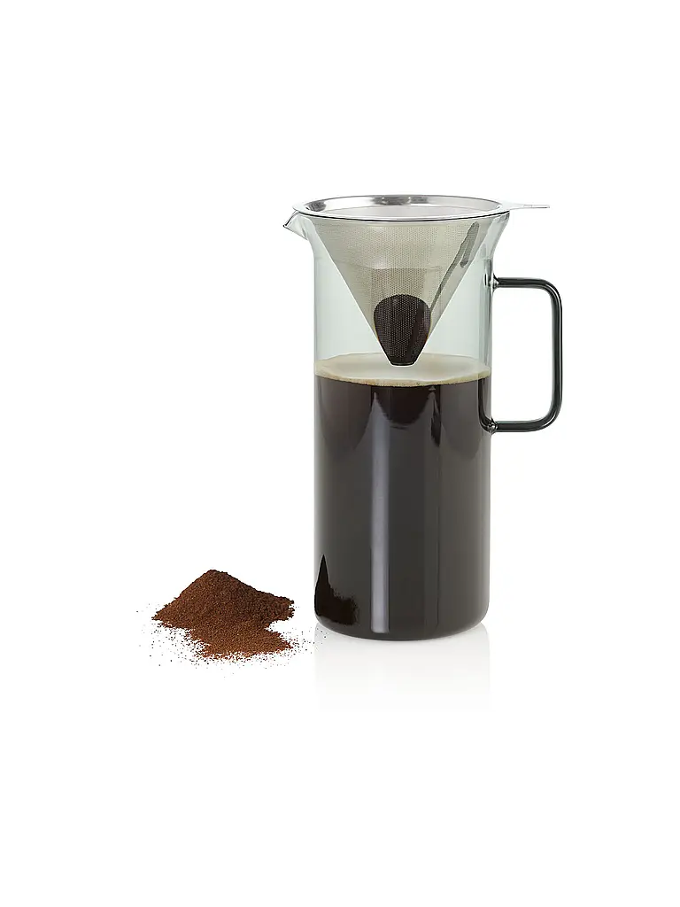 AD HOC | Kaffeebereiter IMPACT 1000ml Glas Grey Edelstahl | hellgrau