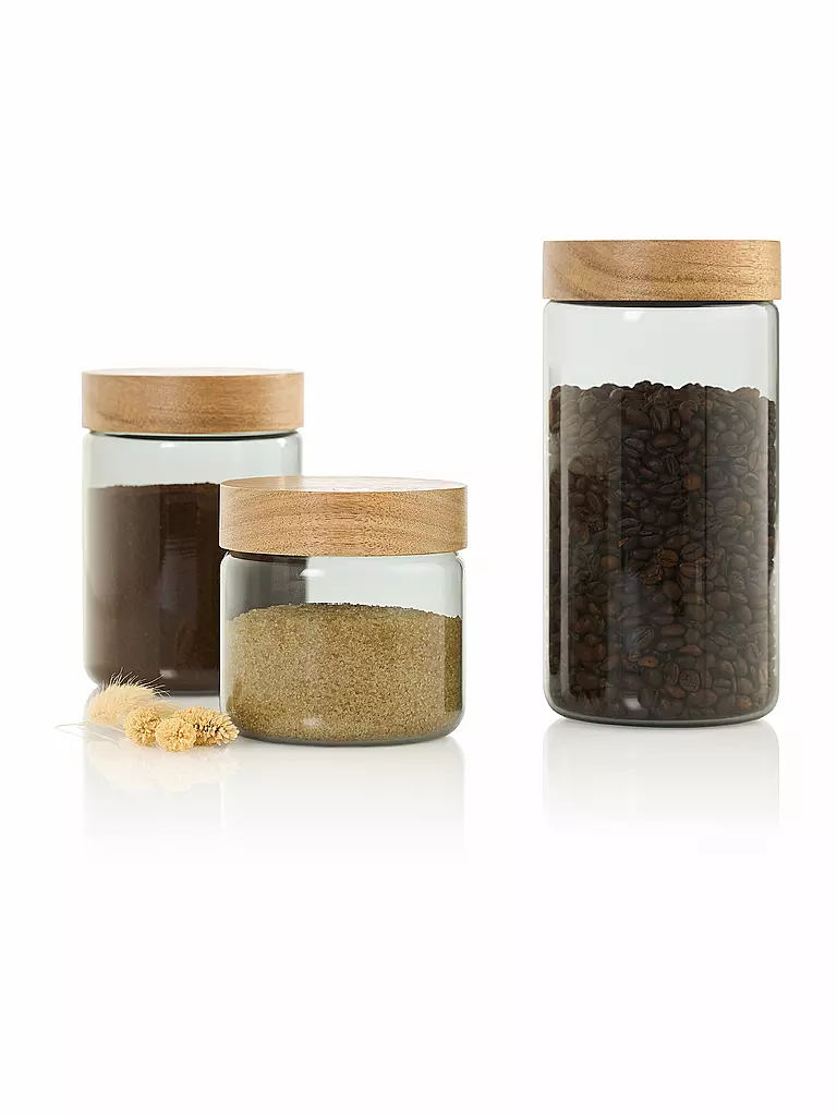 AD HOC | Vorratsdose 500ml PURE JAR Glas/Grau/Akazie | hellgrau