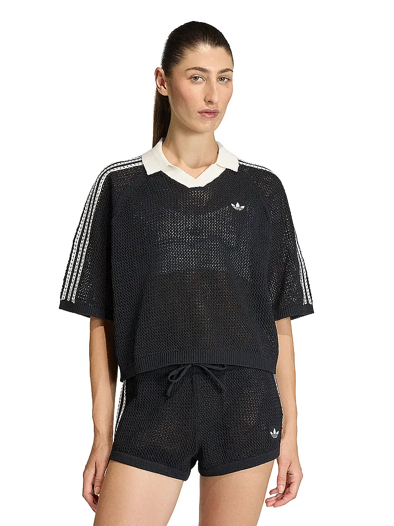 ADIDAS ORIGINALS | Poloshirt CROCHET | Schwarz