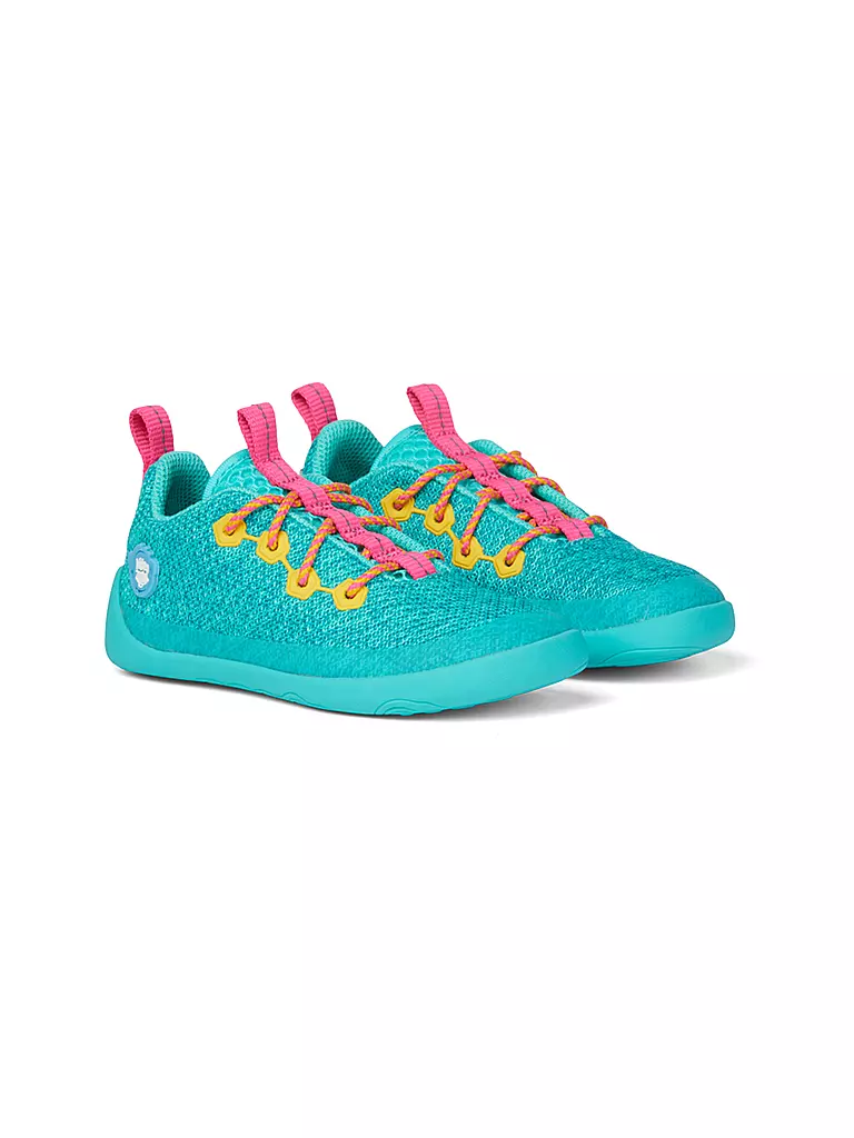 AFFENZAHN | Kinder Barfußschuh Knit - Eule | türkis