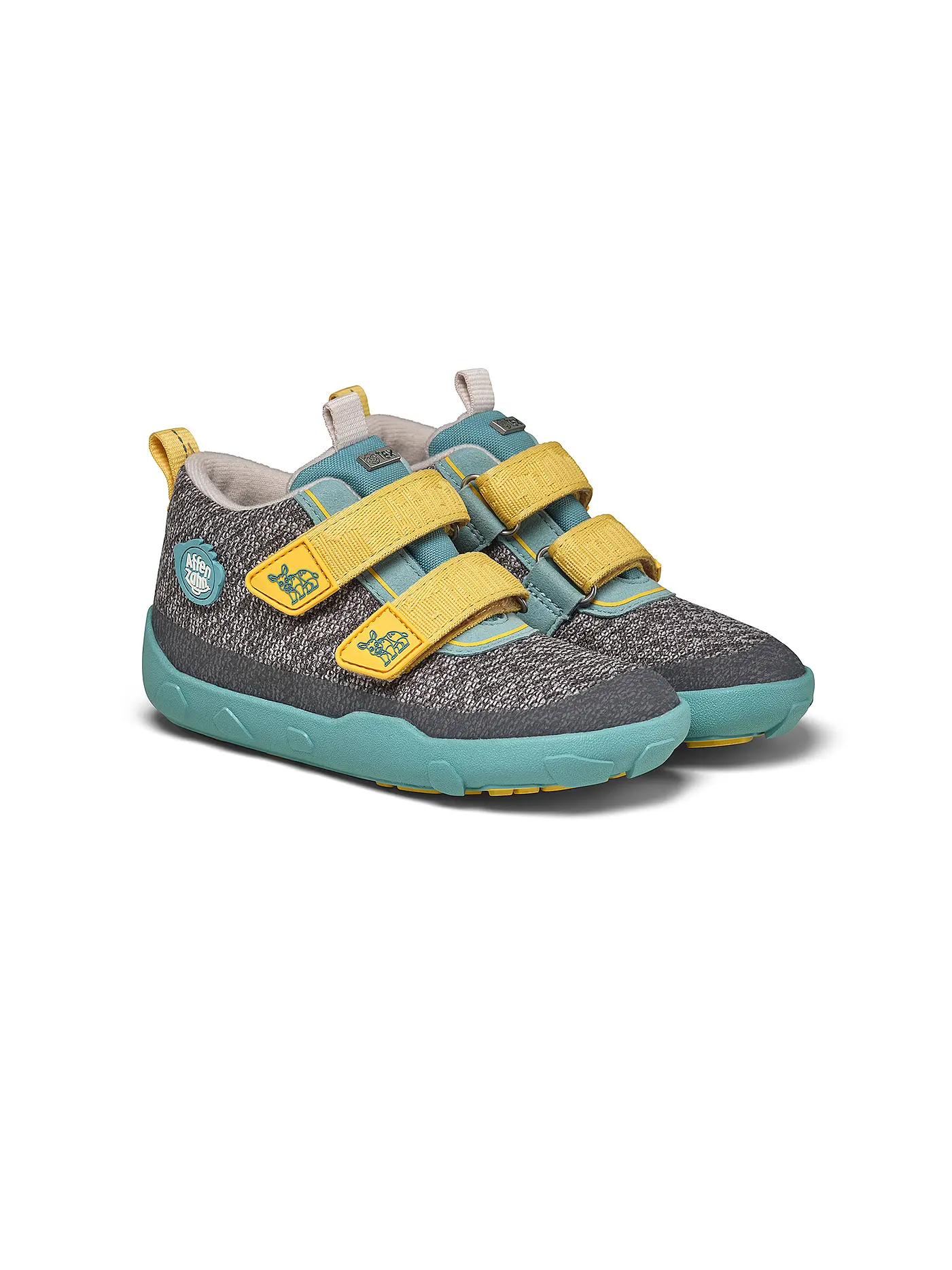 AFFENZAHN | Kinder Barfußschuhe - Übergangsschuhe KNIT HAPPY Panther | petrol