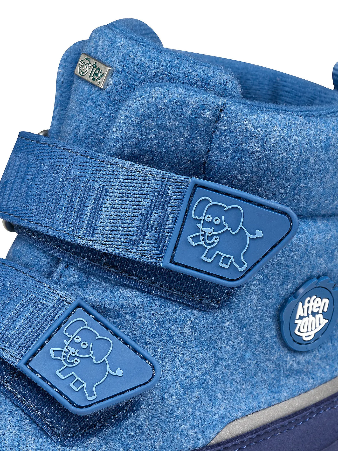 AFFENZAHN | Kinder Winterstiefel WOLLE COMFY Elefant | blau