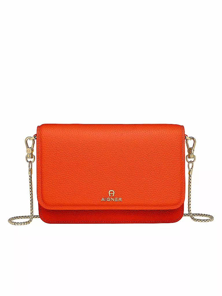 AIGNER | Ledertasche - Mini Bag Wallet on Chain | orange