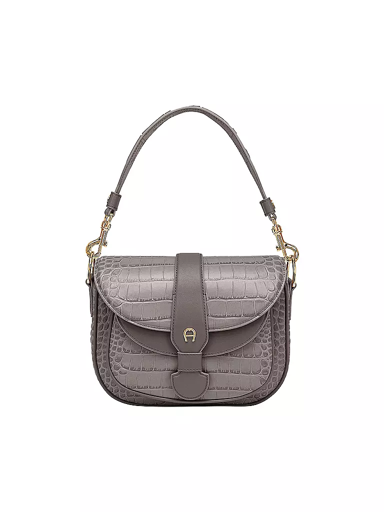 AIGNER | Ledertasche - Umhängetasche Calla Kroko XS | grau