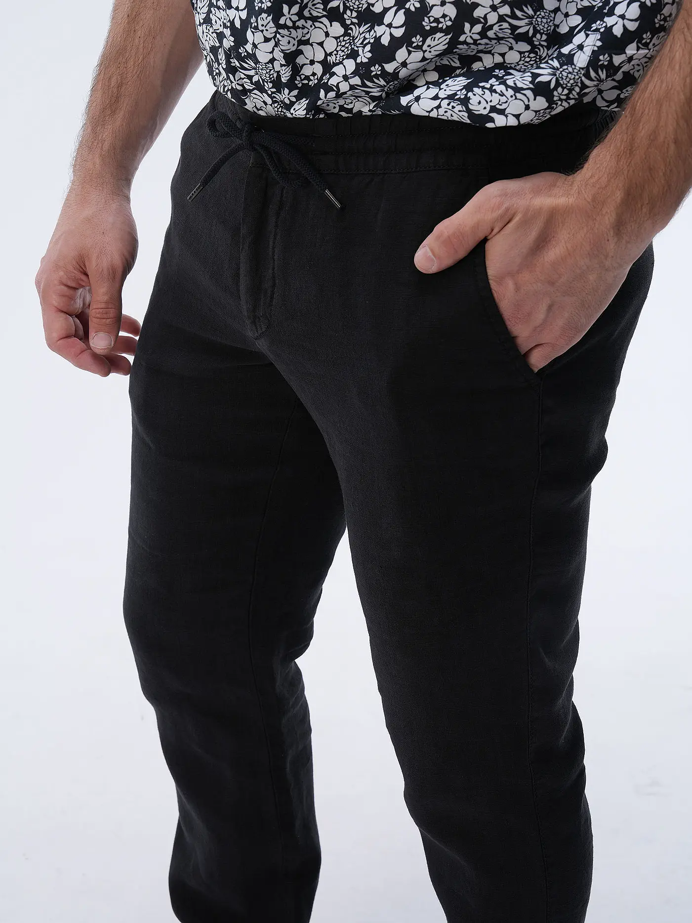 ALBERTO | Leinenhose HOUSE Tapered Fit | schwarz
