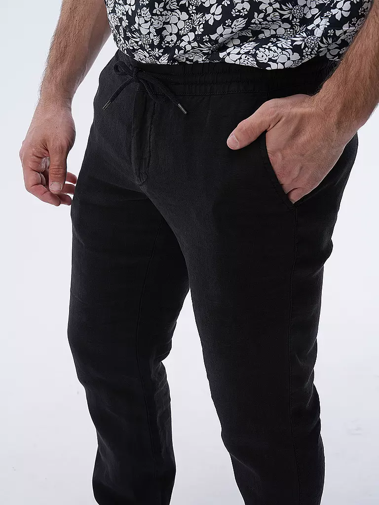 ALBERTO | Leinenhose HOUSE Tapered Fit | schwarz