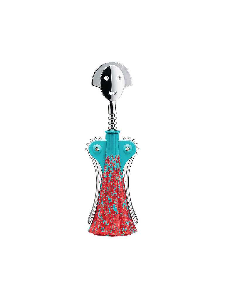 ALESSI Korkenzieher ANNA-G LIQUID Blau/Rot hellblau