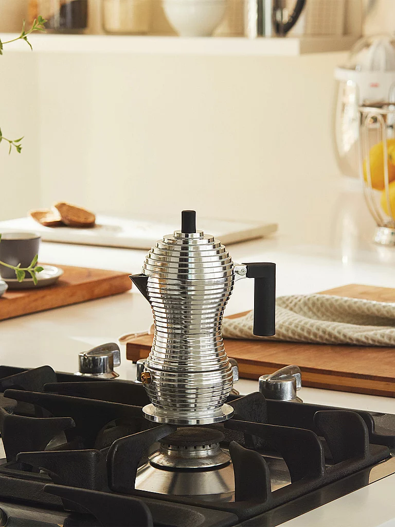 ALESSI Cafetera espresso PULCINA 3 tazas Aluminio / Negro plata