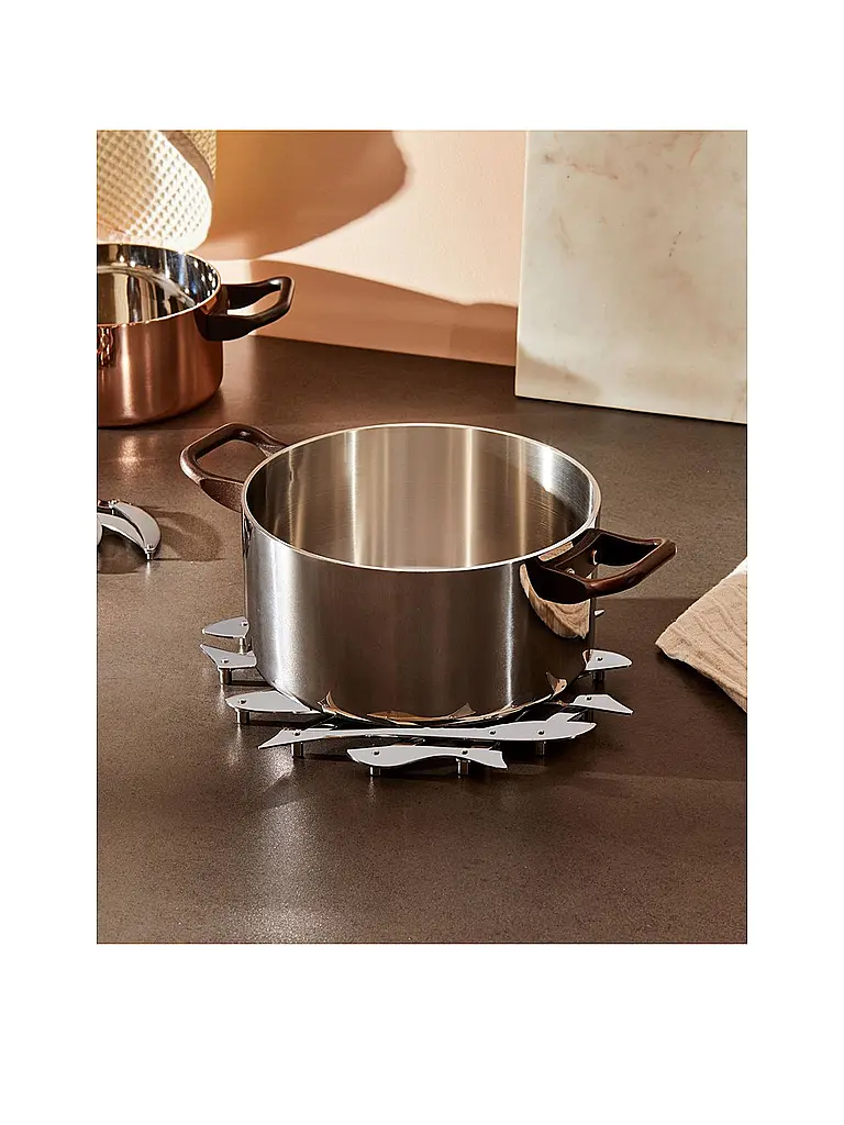 ALESSI | Ausziehbarer Topfuntersetzer Perscher Max 51cm Edelstahl | Silber