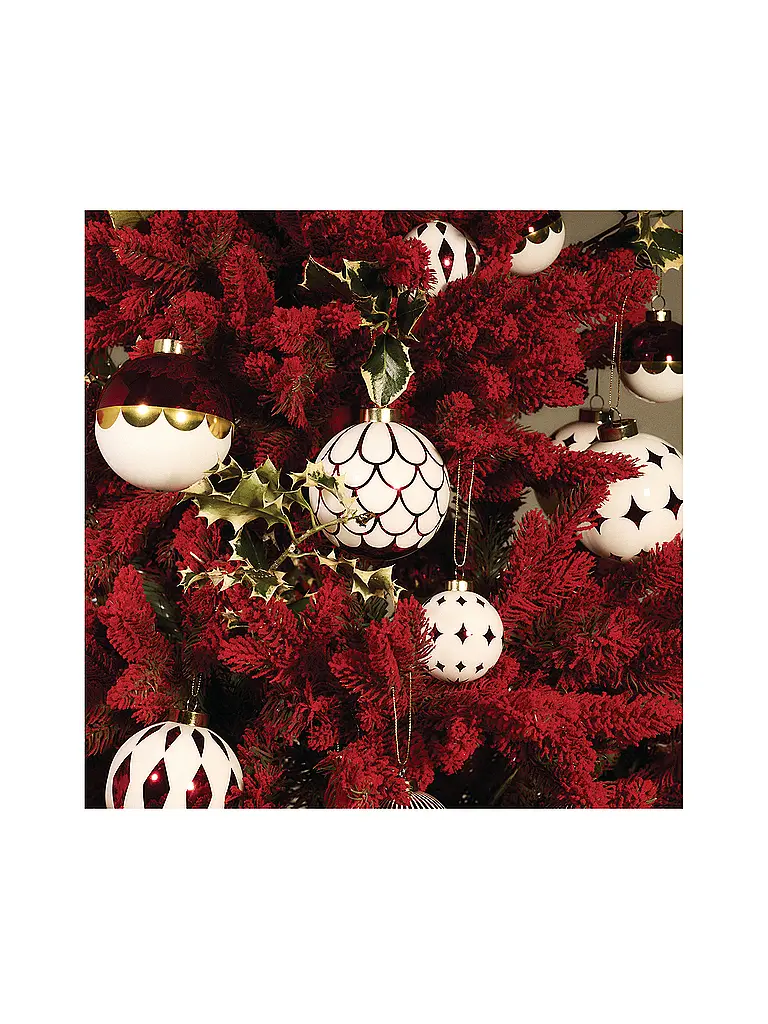 ALESSI | Weihnachtsbaumkugel 2-tlg. 6cm Weiss/Rot | rot