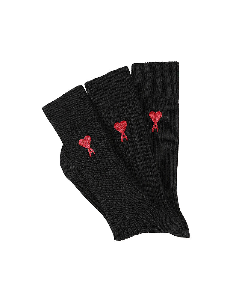 AMI PARIS Socken 3-er Pkg black schwarz | 43-46