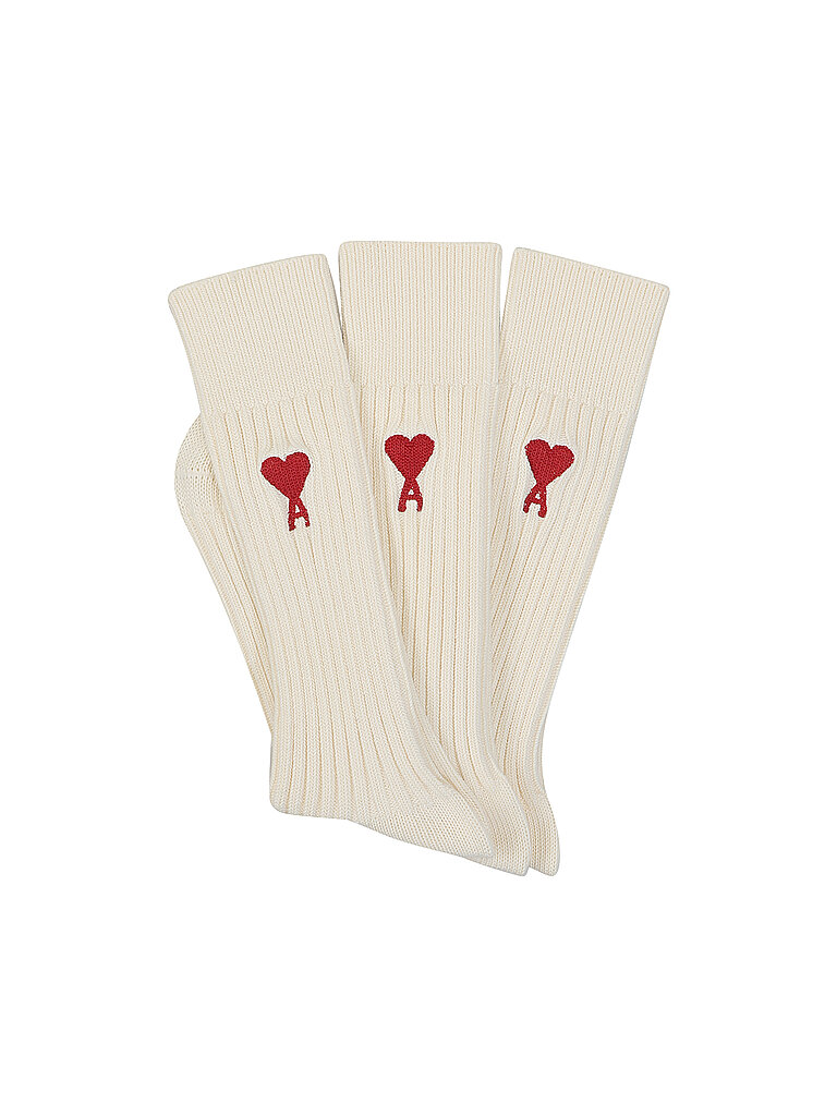 AMI PARIS Socken 3-er Pkg off white creme | 43-46
