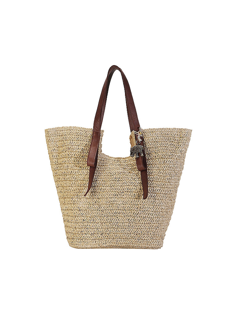 ANOKHI Tasche - Schultertasche RAFFIA hellbraun