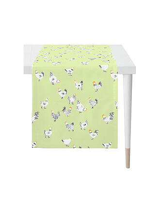 APELT | Tischläufer SEASON 140x42cm Gruen/Hühner 
