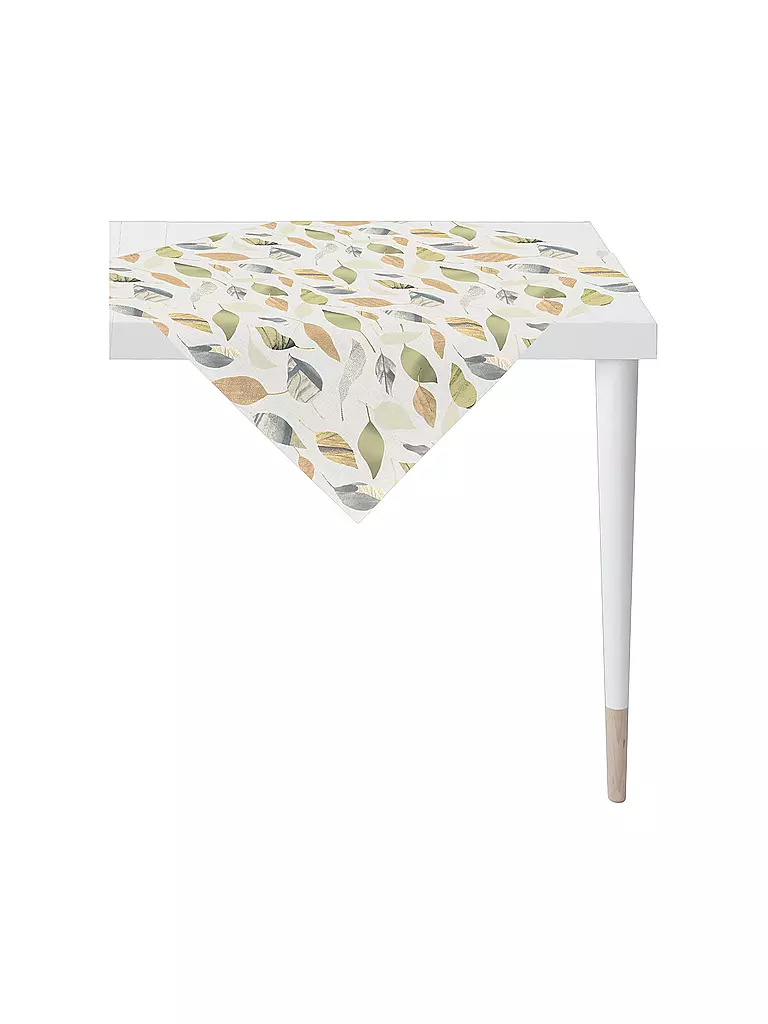 APELT | Mitteldecke 85x85 SEASON Weiss/Blätter | weiss