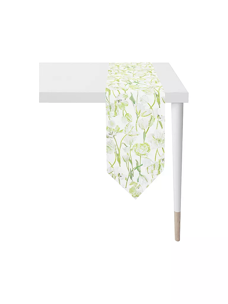 APELT | Tischband Springtime 25x175cm Weiss/Blumen | bunt